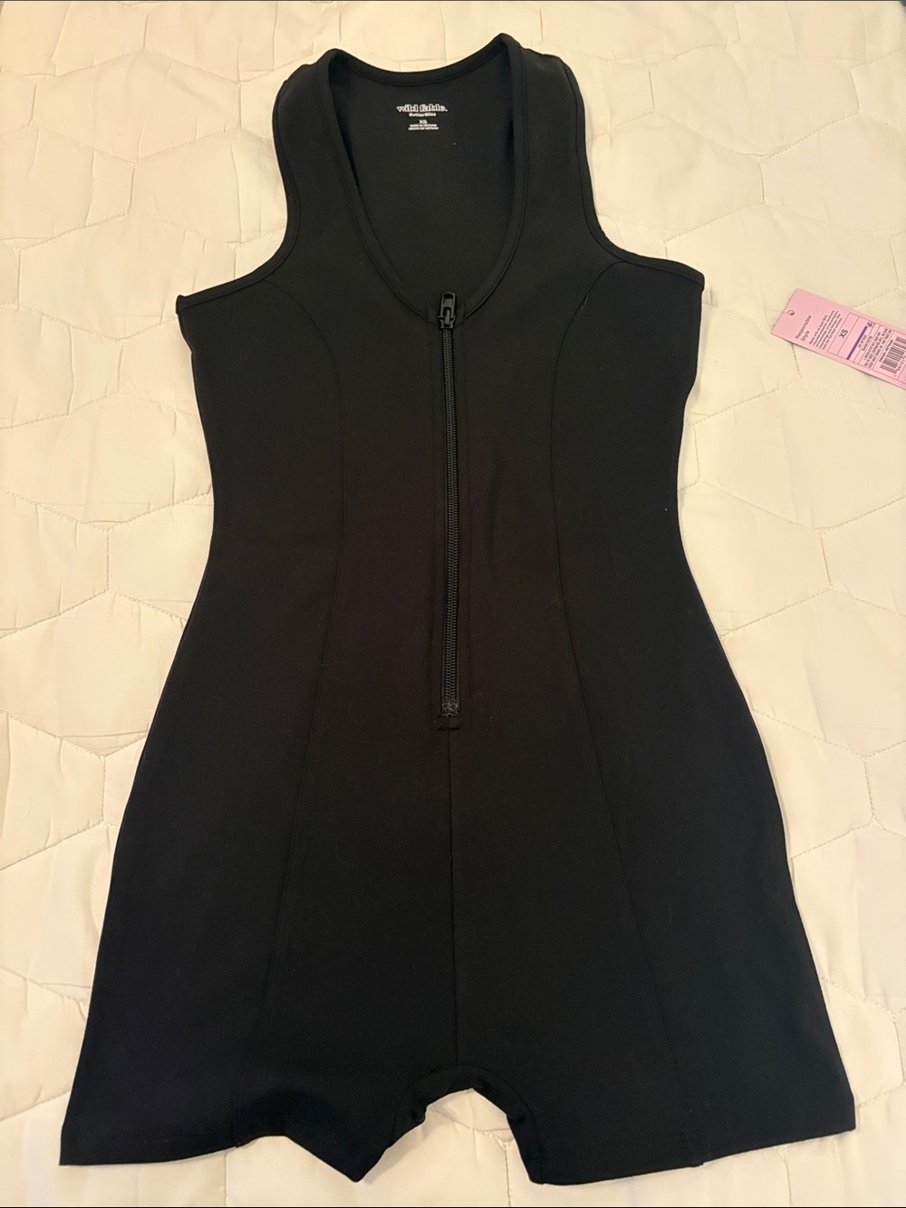 SPANX Black Sleeveless Zip-Front Mini Romper XS